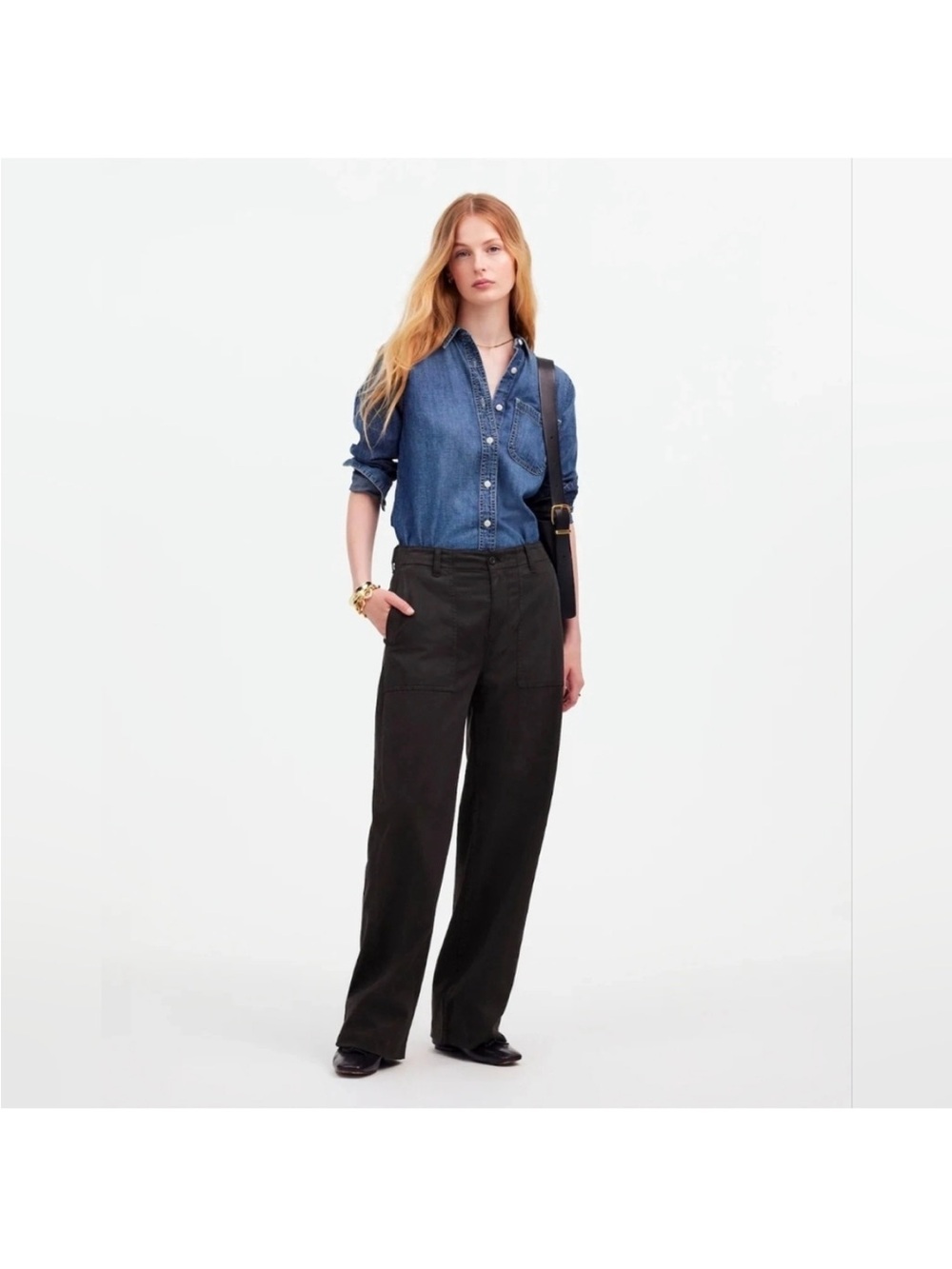 Madewell Low Slung Baggy Utility Pants Black Size 28 90's Style Casual Cool, Y2K